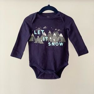 babyGAP Navy “Let It Snow” Mountain Print Onesie